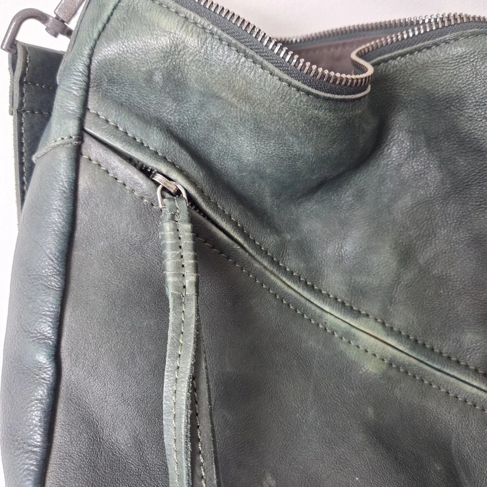 Vilenca Holland‎ Green Leather Hobo Bag Tassle Crossbody Purse